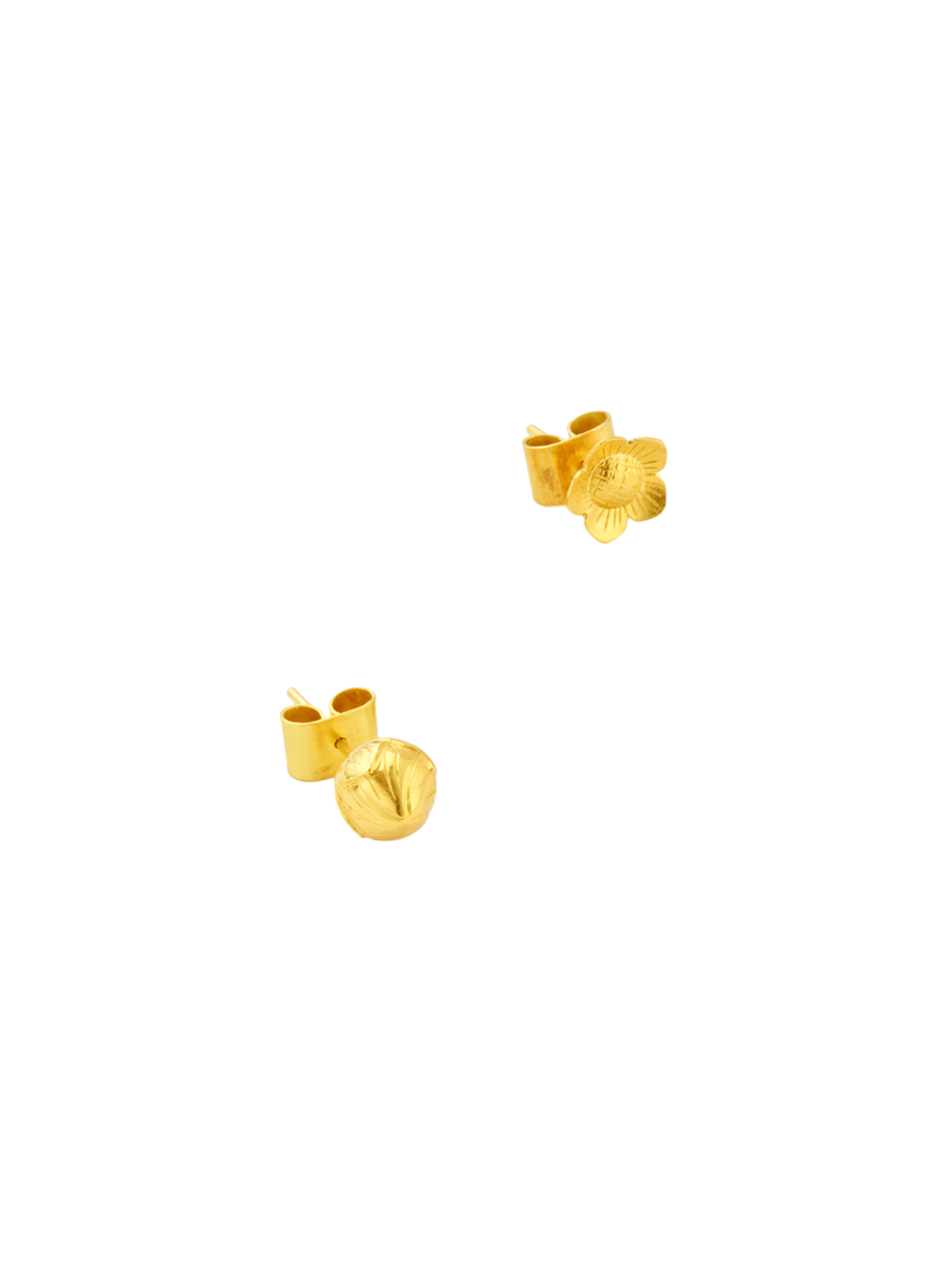 18kt gold pstm myanmar nyunt flower and bud studs